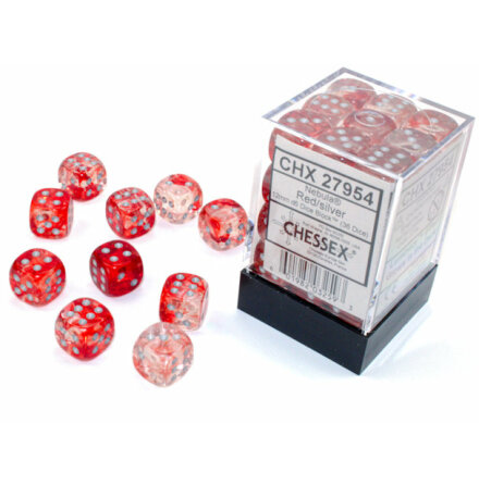 Nebula 12mm d6 Red/silver Dice Block (36 dice)