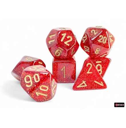 Glitter Ruby/gold Mega-Hedral� 7-Die Set