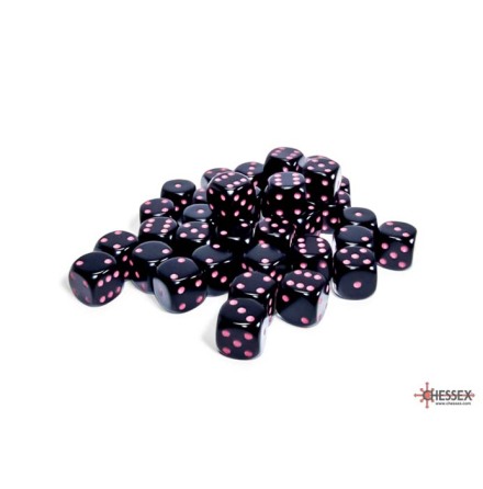 Opaque 12mm d6 Black/pink Dice Block Dice Block (36 dice)