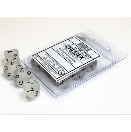 Frosted&trade; Clear/black Set of Ten d10s