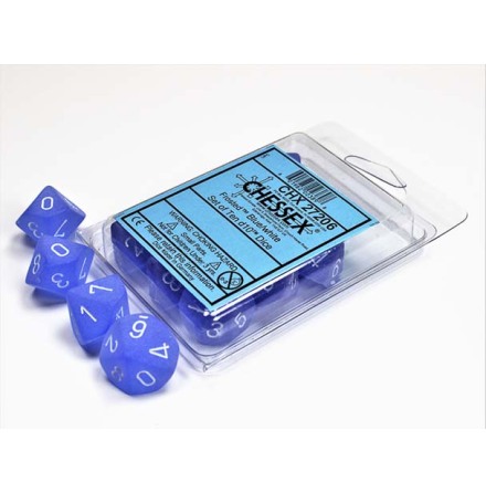 Frosted&trade; Blue/white Set of Ten d10s