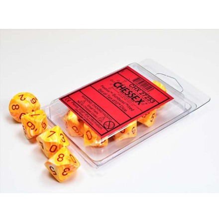 Festive� Sunburst&amp;trade;/red Set of Ten d10s