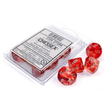 Nebula� Red/silver Luminary&trade; Set of Ten d10s