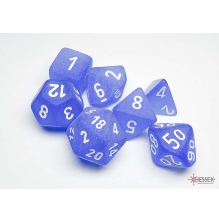 Frosted&trade; Polyhedral Blue/white 7-Die Set