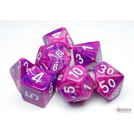 Festive� Polyhedral Violet/white 7-Die Set