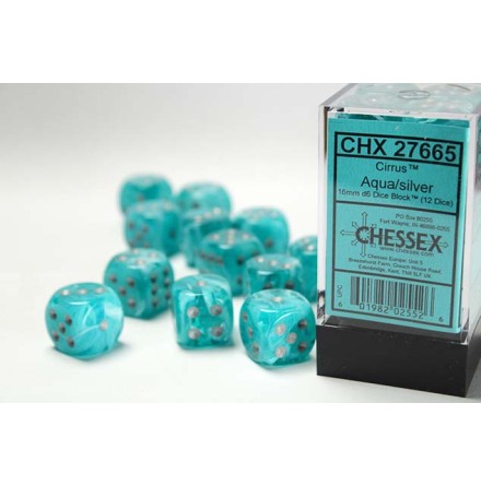 Cirrus� 16mm d6 Aqua/silver Dice Block&trade; (12 dice)