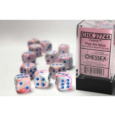 Festive� 16mm d6 Pop Art&trade;/blue Dice Block� (12 dice)