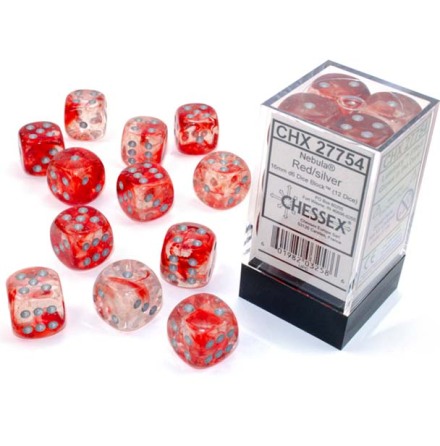 Nebula� 16mm d6 Red/silver Luminary&amp;trade; Dice Block� (12 dice)