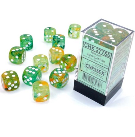 Nebula� 16mm d6 Spring/white Luminary&amp;trade; Dice Block� (12 dice)