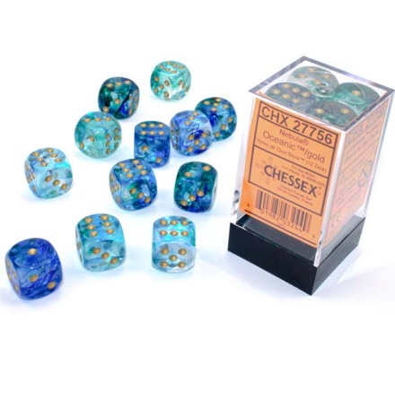 Nebula� 16mm d6 Oceanic&amp;trade;/gold Luminary� Dice Block� (12 dice)