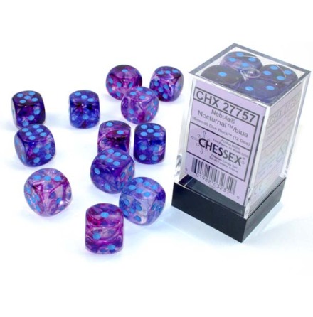 Nebula� 16mm d6 Nocturnal&trade;/blue Luminary� Dice Block� (12 dice)