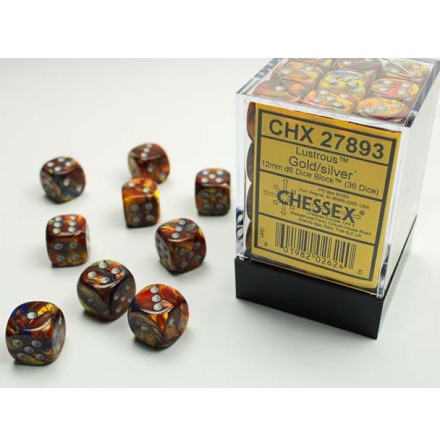 Lustrous 12mm d6 Gold/silver Dice Block&trade; (36 dice)