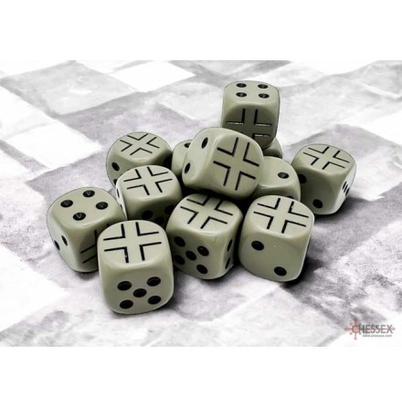 Germany War Dice�Opaque Dark Grey/black 16mm d6 Dice Block&amp;trade; (12 dice)