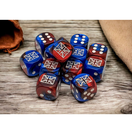 Great Britain War Dice Gemini Blue-Red/white 16mm d6 Dice Block&trade; (12 dice)