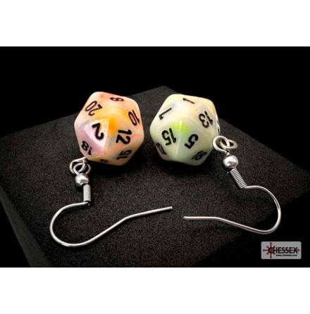 Chessex Hook Earrings Festive� Circus&amp;trade; Mini-Poly d20 Pair