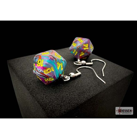 Chessex Hook Earrings Festive� Mosaic Mini-Poly d20 Pair