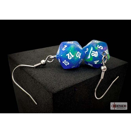 Chessex Hook Earrings Festive� Waterlily&trade; Mini-Poly d20 Pair