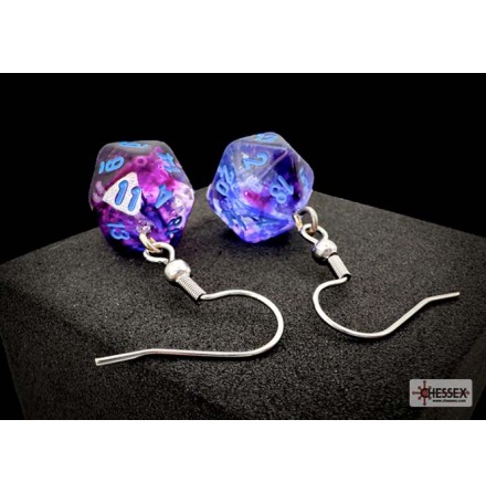 Chessex Hook Earrings Nebula� Nocturnal&trade; Mini-Poly d20 Pair