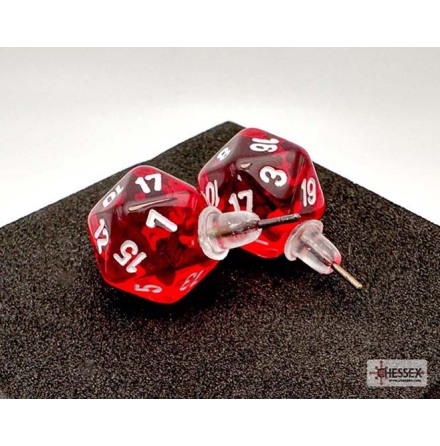 Chessex Stud Earrings Translucent Red Mini-Poly d20 Pair