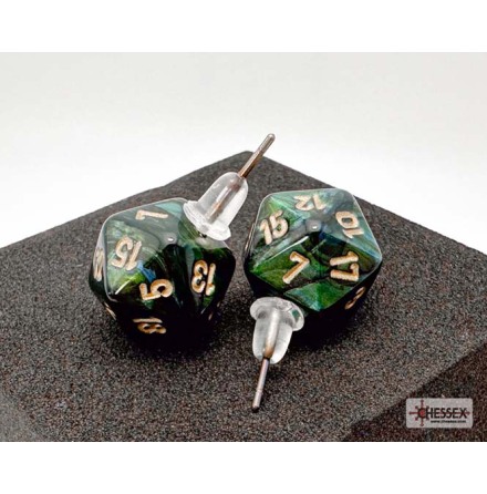 Chessex Stud Earrings Scarab� Jade Mini-Poly d20 Pair