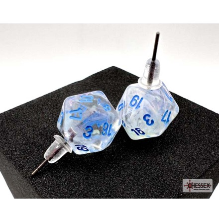 Chessex Stud Earrings Borealis� Icicle&amp;trade; Mini-Poly d20 Pair