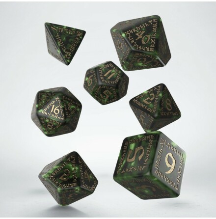 Runic Bottle-green &amp; gold Dice Set (7)