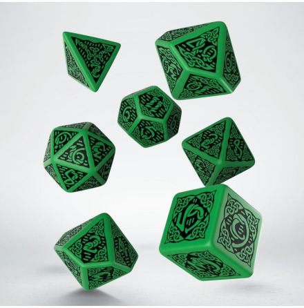 Celtic 3D Revised Green &amp; black Dice Set (7)