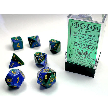 Gemini Polyhedral Blue-Green/gold 7-Die Set