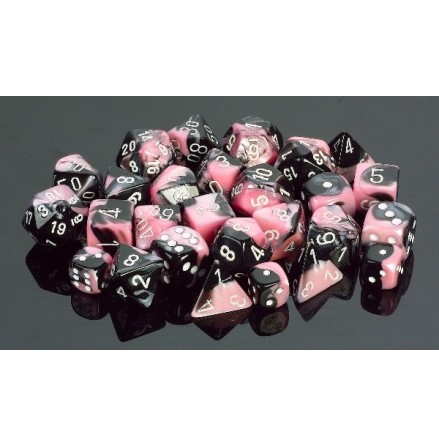 Gemini Black-Pink/white Set of ten d10s