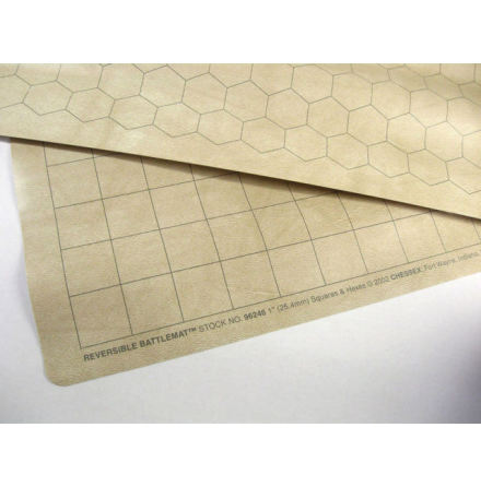 Reversible Battlemat 1inch squares and 1 inch hexes (23,5 x 26 inch)