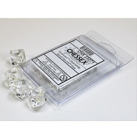 Translucent Clear/white Set of Ten d10´s