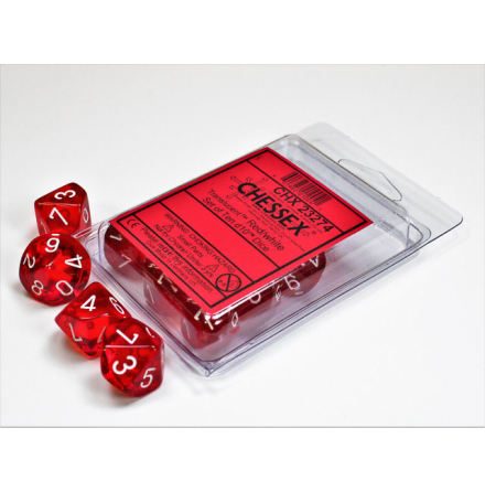 Translucent Red/white Set of Ten d10´s