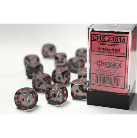 Translucent 16mm d6 Smoke/white Dice Block™ (12 dice)