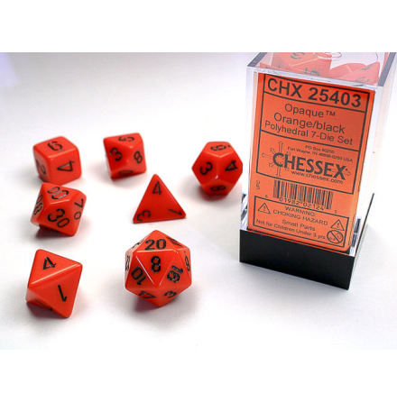 Opaque Polyhedral Orange/black 7-Die Set