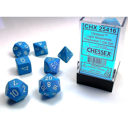 Opaque Polyhedral Light Blue/white 7-Die Set