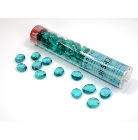 Crystal Teal Glass Stones (Qty 40) in 4 inch Tube