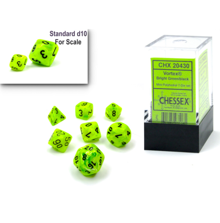 Vortex® Mini-Polyhedral Bright Green/black 7-Die Set