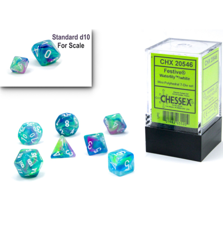 Festive® Mini-Polyhedral Waterlily™/white 7-Die set
