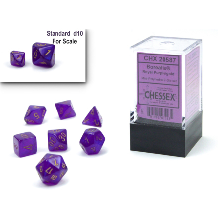 Borealis® Mini-Polyhedral Royal Purple/gold Luminary™ 7-Die Set