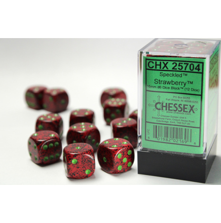 Speckled 16mm d6 with pips Strawberry™ Dice Block (12 dice)