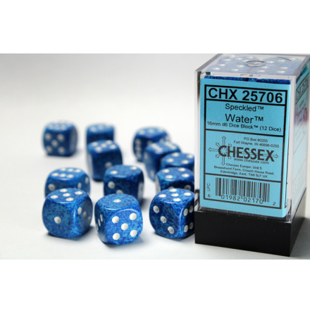 Speckled 16mm d6 with pips Water™ Dice Block (12 dice)