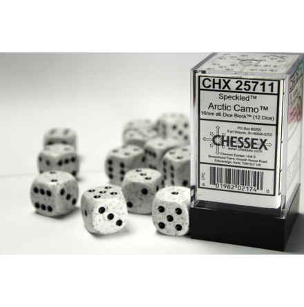 Speckled 16mm d6 with pips Arctic Camo™ Dice Block (12 dice)