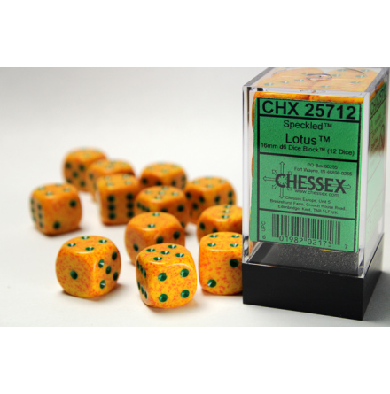 Speckled 16mm d6 with pips Lotus™ Dice Block (12 dice)