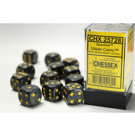 Speckled 16mm d6 with pips Urban Camo™ Dice Block (12 dice)