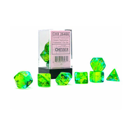 Gemini® Polyhedral Translucent Green-Teal/yellow 7-Die Set