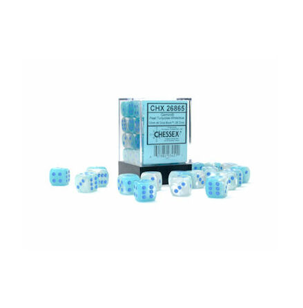 Gemini® 12mm d6 Pearl Turquoise-White/blue Luminary™ Dice Block™ (36 dice)