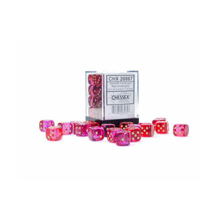Gemini® 12mm d6 Translucent Red-Violet/gold Dice Block™ (36 dice)