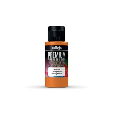 Vallejo Premium Airbrush Color: Orange Fluo (60 ml)