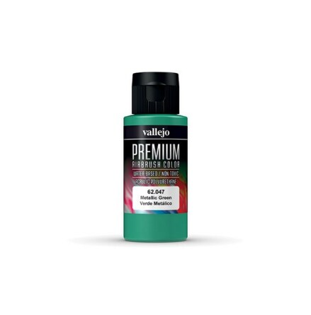 Vallejo Premium Airbrush Color: Metallic Green (60 ml)