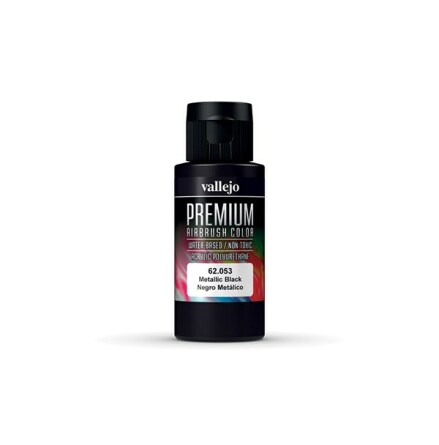 Vallejo Premium Airbrush Color: Metallic Black (60 ml)